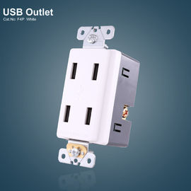 Beyaz 4 USB Portları GFCI Alıcılar Elektrikli USB Sokak Dövizsiz Plakasıyla