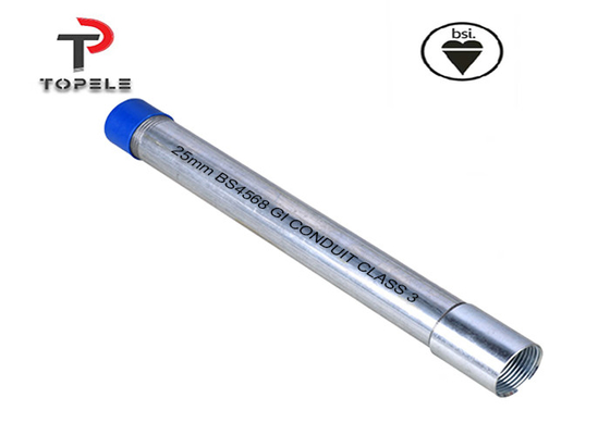 25 mm Sınıf 3 BS Elektrikli kablolama için galvanizli Gi boru borusu